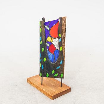 Stefan W Igelström, a wood and glass sculpture signed and dated 93.