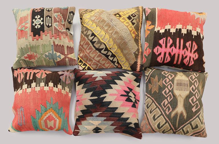 Six Kilim cushion covers, approx. 50 x 50 cm.