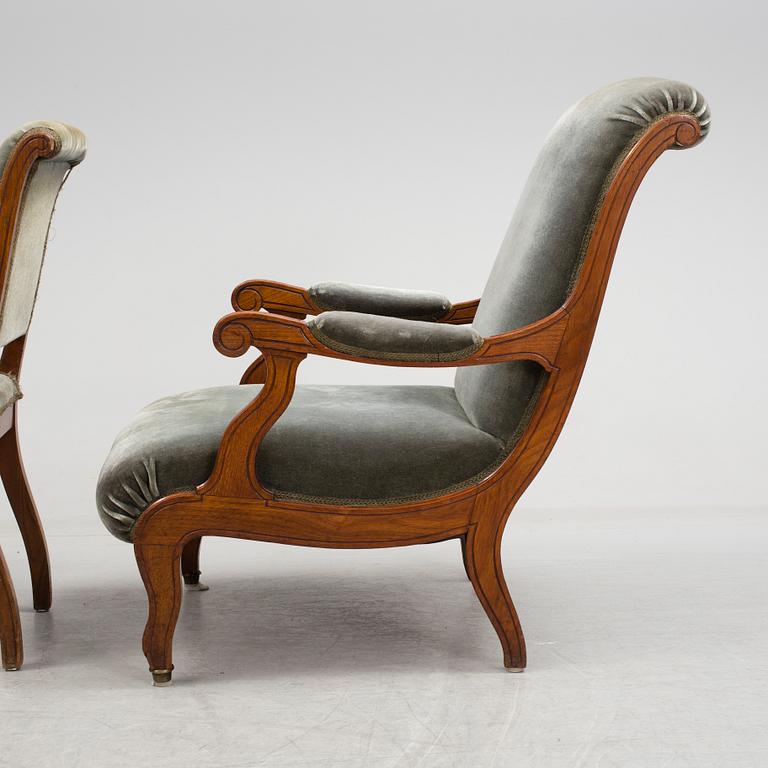 A set of 9 pieces of furniture, probably France and mid 19th century.