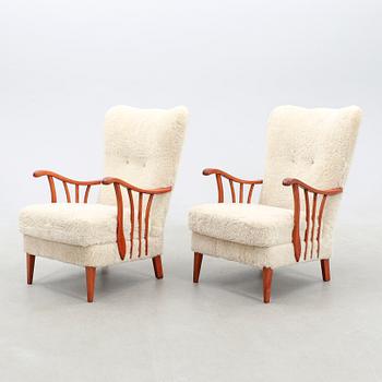 Armchairs, a pair of Swedish Modern, 1940s.