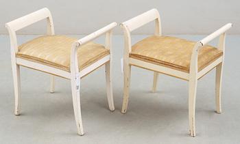 TABURETTER, ett par, empire, 1800-talets första hälft.