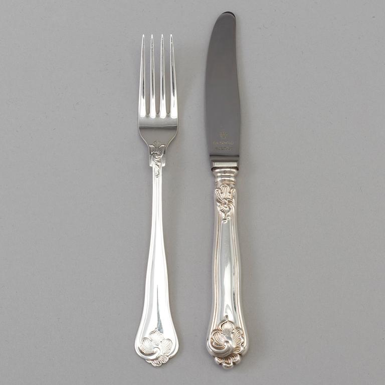 12 pieces of silver cutlery, Cohr Denmark, second half of the 20th century. Swedish importmarks. Weight ca 405 grams.