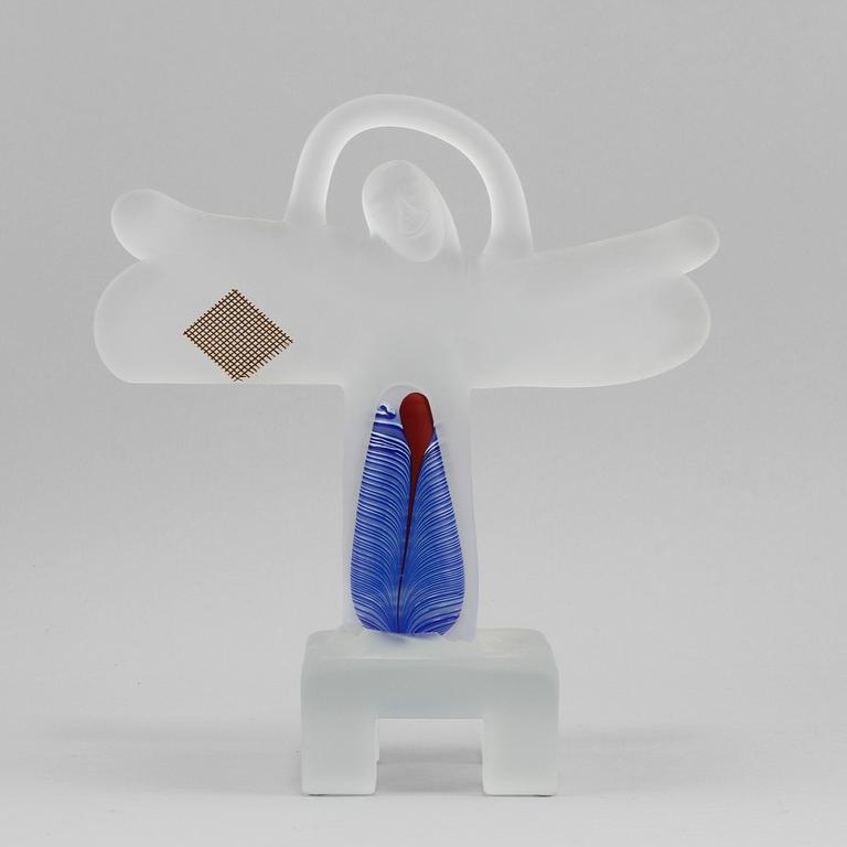 SKULPTUR, glas, Bertil Vallien, Kosta Boda Atelier, signerad, sent 1900-tal.