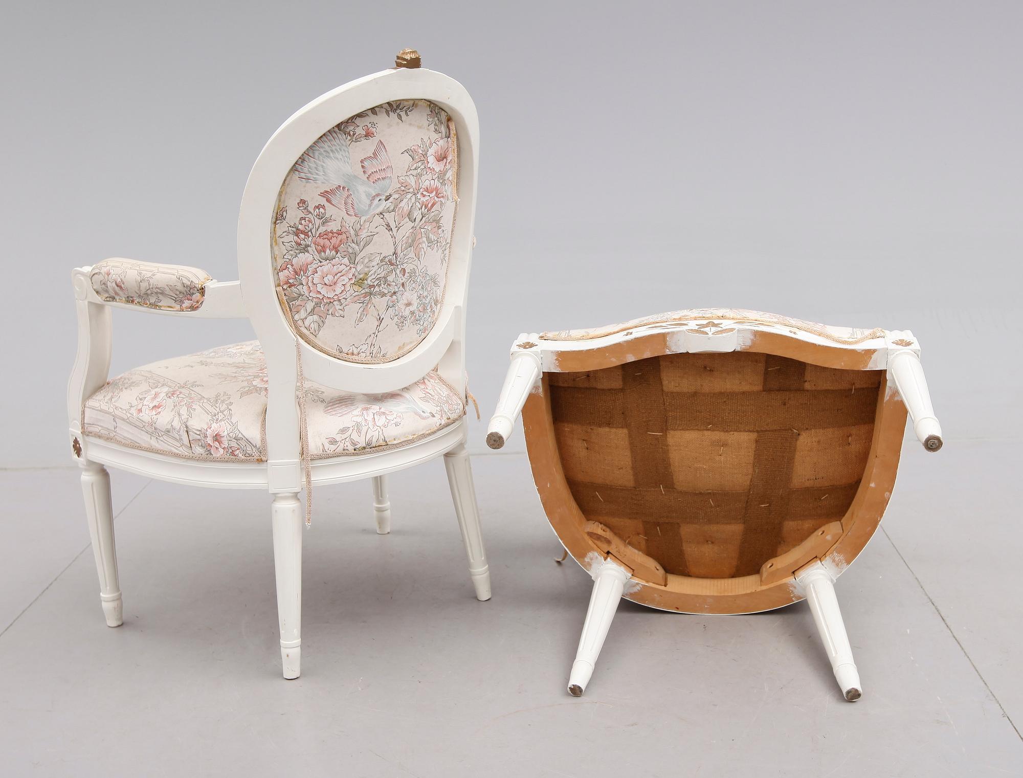 KARMSTOLAR, 1 par, gustaviansk stil, tidigt 1900-tal.