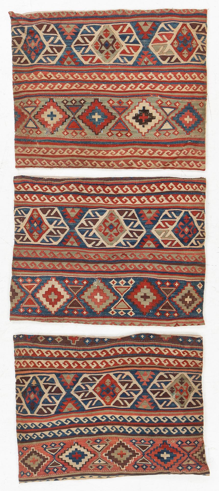 Three kelim cushions, Central Anatolia, probably Konya, mid-19th century.
