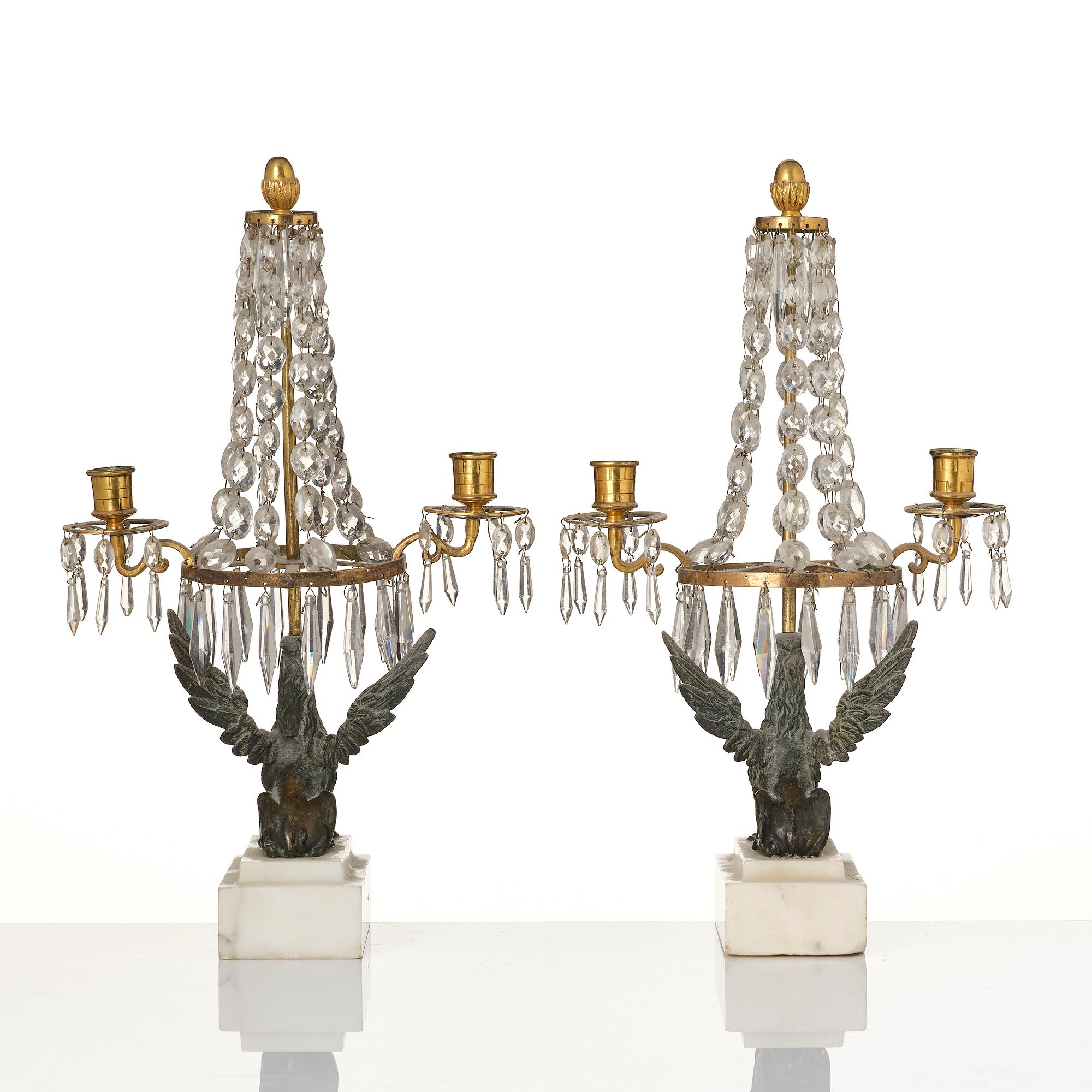 A pair of girandoles, 19th century.