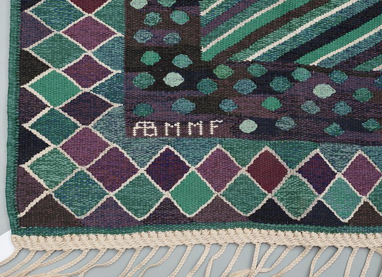 CARPET. "Granen, grön". Flat weave. 308 x 213 cm. Signed AB MMF MR (AB Märta Måås-Fjetterström, Marianne Richter).