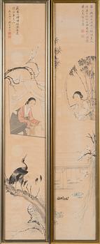 After Yu Qiubao (act 18th c), ink and colour on paper, Qingdynasty, circa 1900.