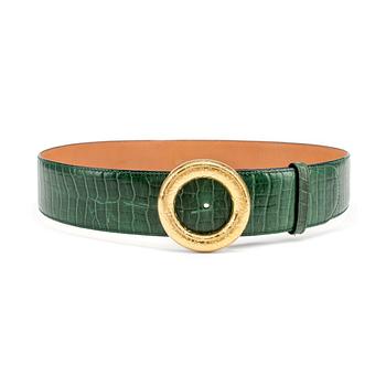 838. CÉLINE, a green crocodile belt.