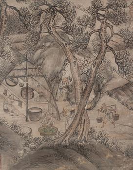 Rullmålning, signerad Wenhuan 文焕, Qingdynastin, daterad 1888.
