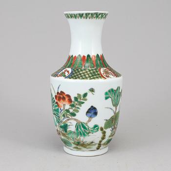 A Chinese famille verte vase, 20th century,