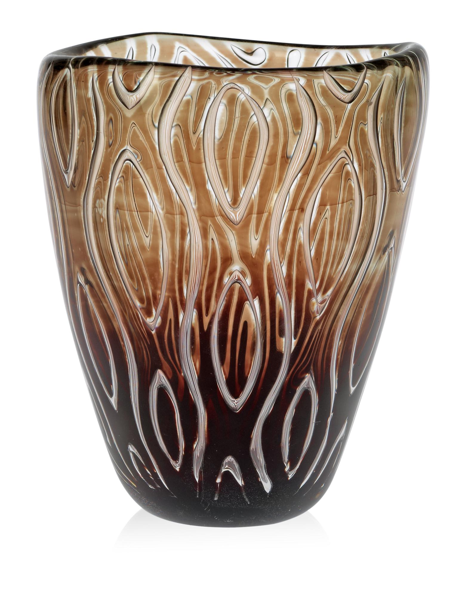 An Edvin Öhrström 'ariel' glass vase, Orrefors 1950's.