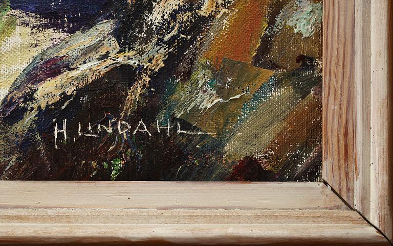 OKÄND KONSTNÄR, olja på duk, Sign H Lindahl.