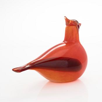 Oiva Toikka, lasilintu, "Kardinaali", signeerattu O. Toikka Iittala.