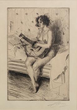Anders Zorn, a signed etching from 1900.