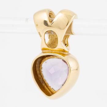 Ring och hängsmycke, 18K guld med ametister och åttkantslipade diamanter.