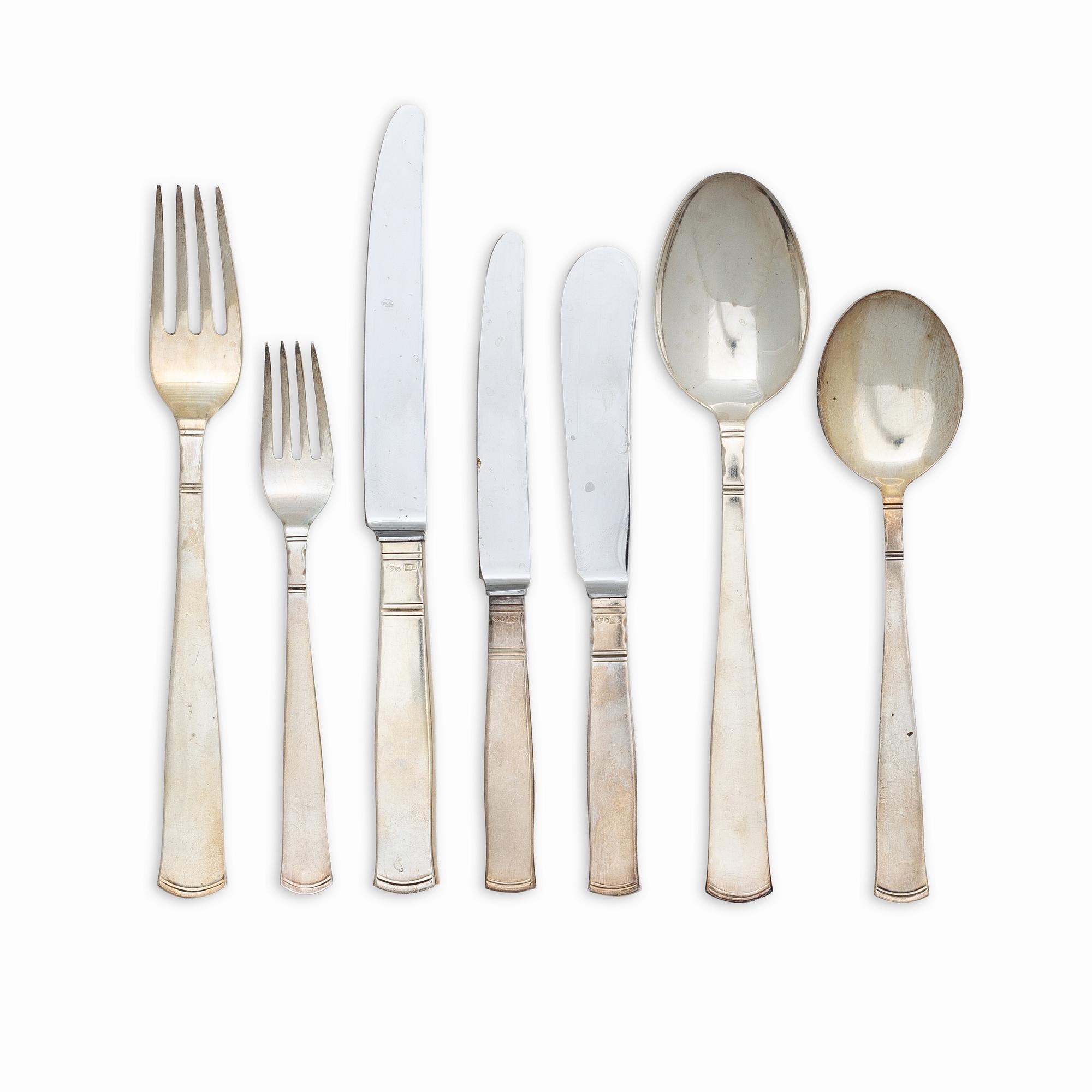 Jacob Ängman, A Swedish silver cutlery set,  "Rosenholm", GAB, including Stockholm 1962 (79 pieces).