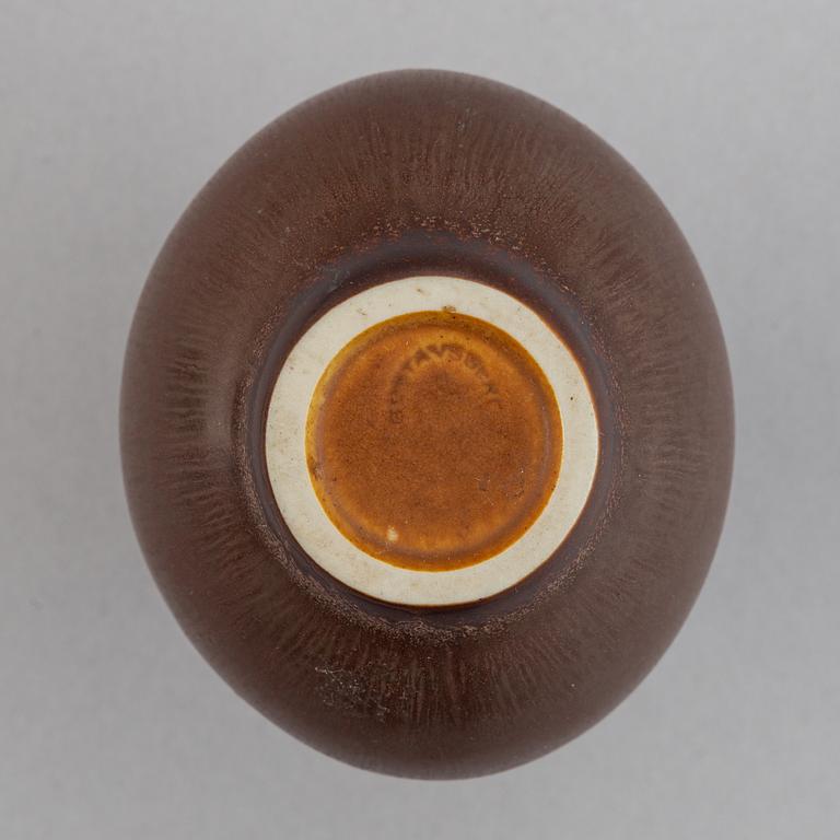 Stig Lindberg, a stoneware vase and a bowl and Berndt Friberg, a stoneware vase for Gustavsberg.