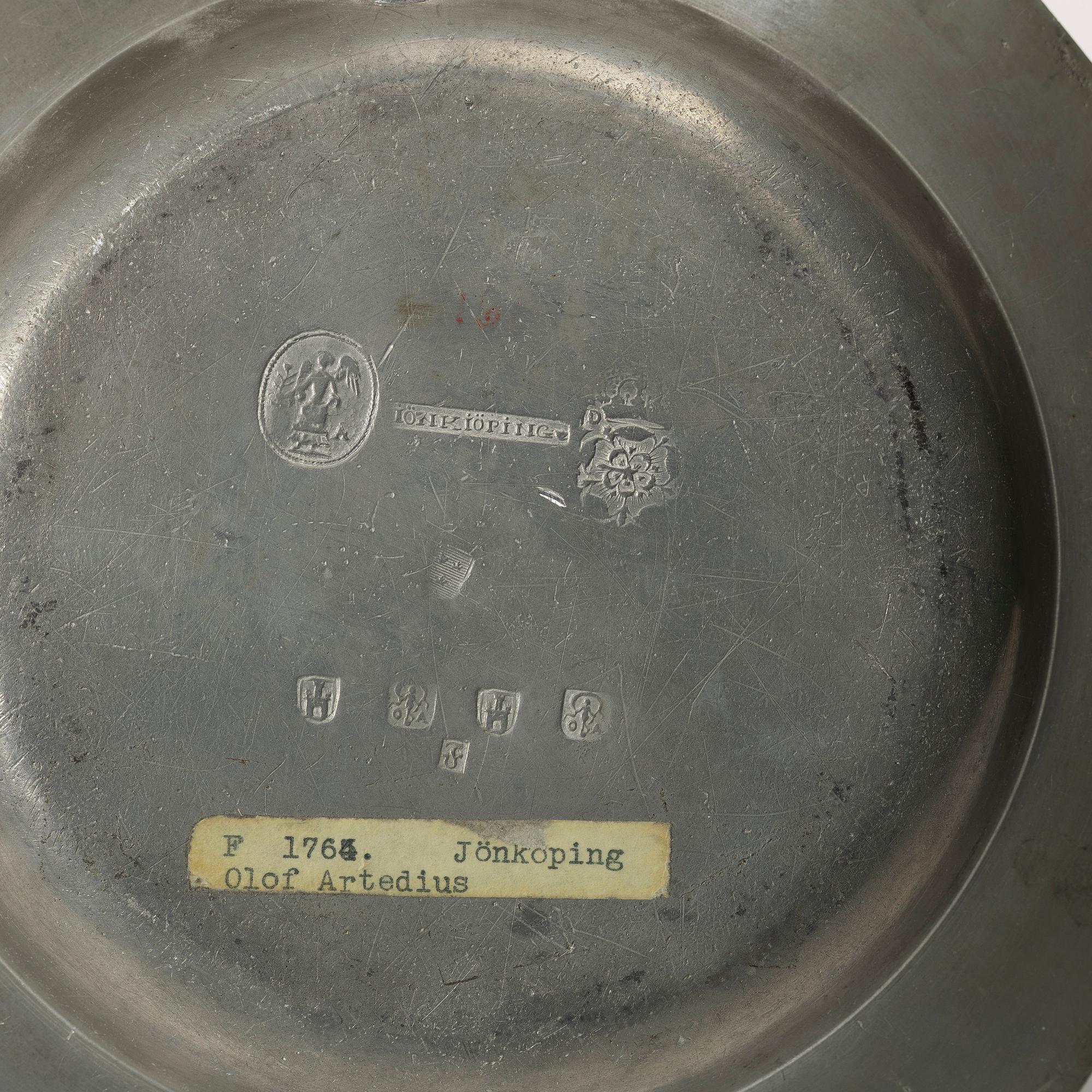 Plates, a pair. Olof Artedius, Jönköping, 1764.