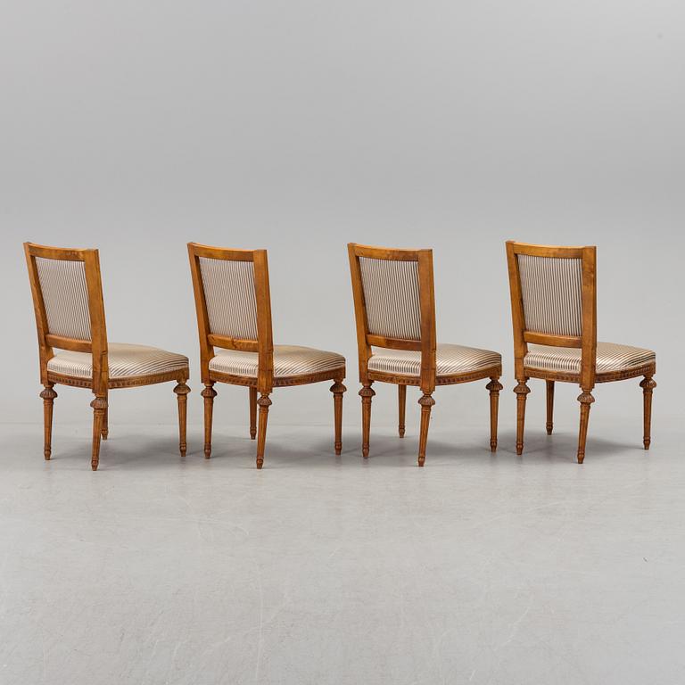 A set of four Gustavian style chairs, second half of the 20th century.