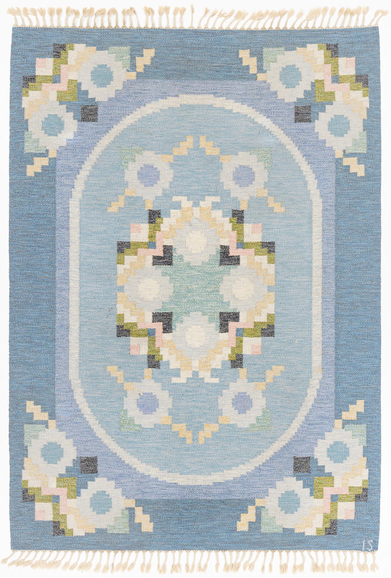 Ingegerd Silow, matta, rölakan, "Malmsjön", signerad, ca 278 x 199 cm.