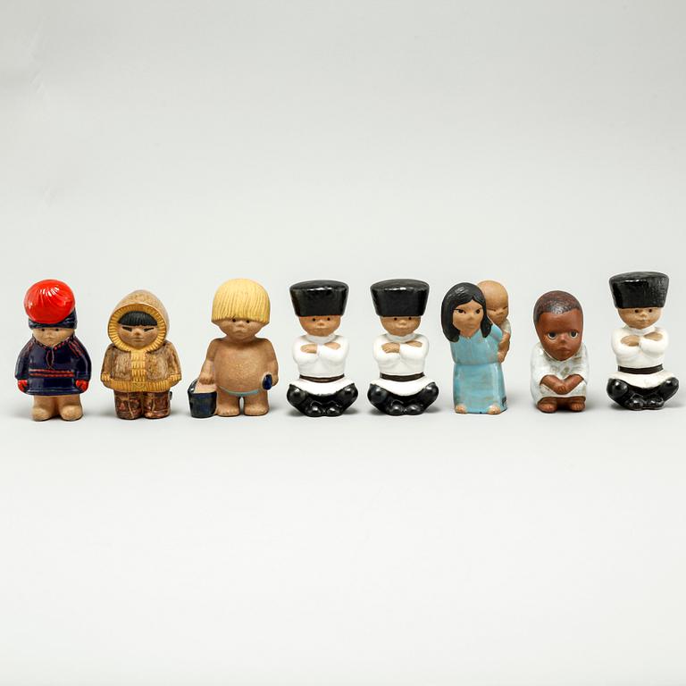 LISA LARSON, eight stoneware figurines from Gustavsberg, second half of the 20th century.