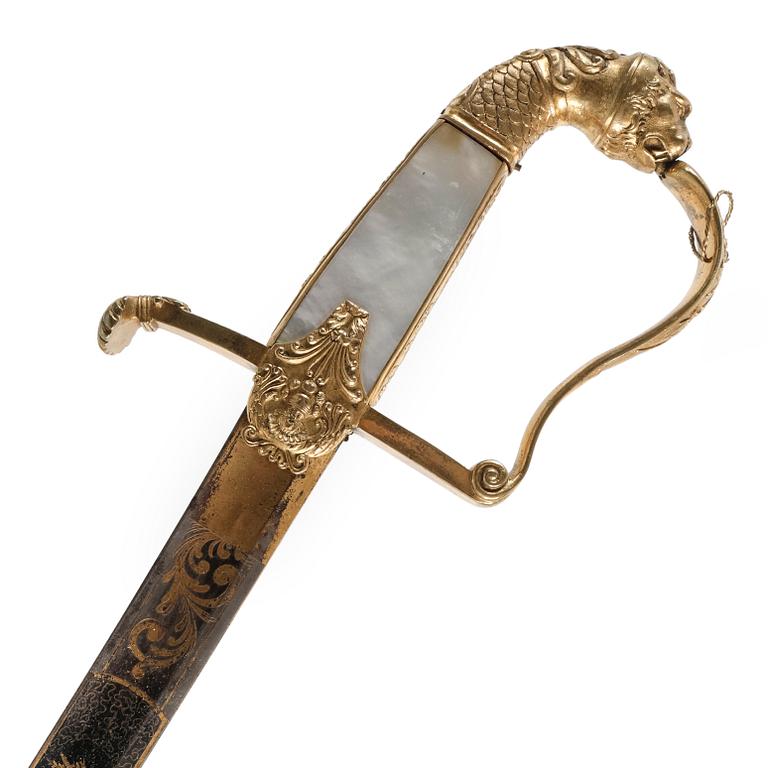 OFFICERSSABEL, med monogram för Kronprins Carl Johan av Sverige och Norge, möjligen 1814-18.