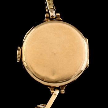 ARMBANDSUR, 18 k guld, 1900-talets första hälft. Total vikt med urhus ca 13 g.