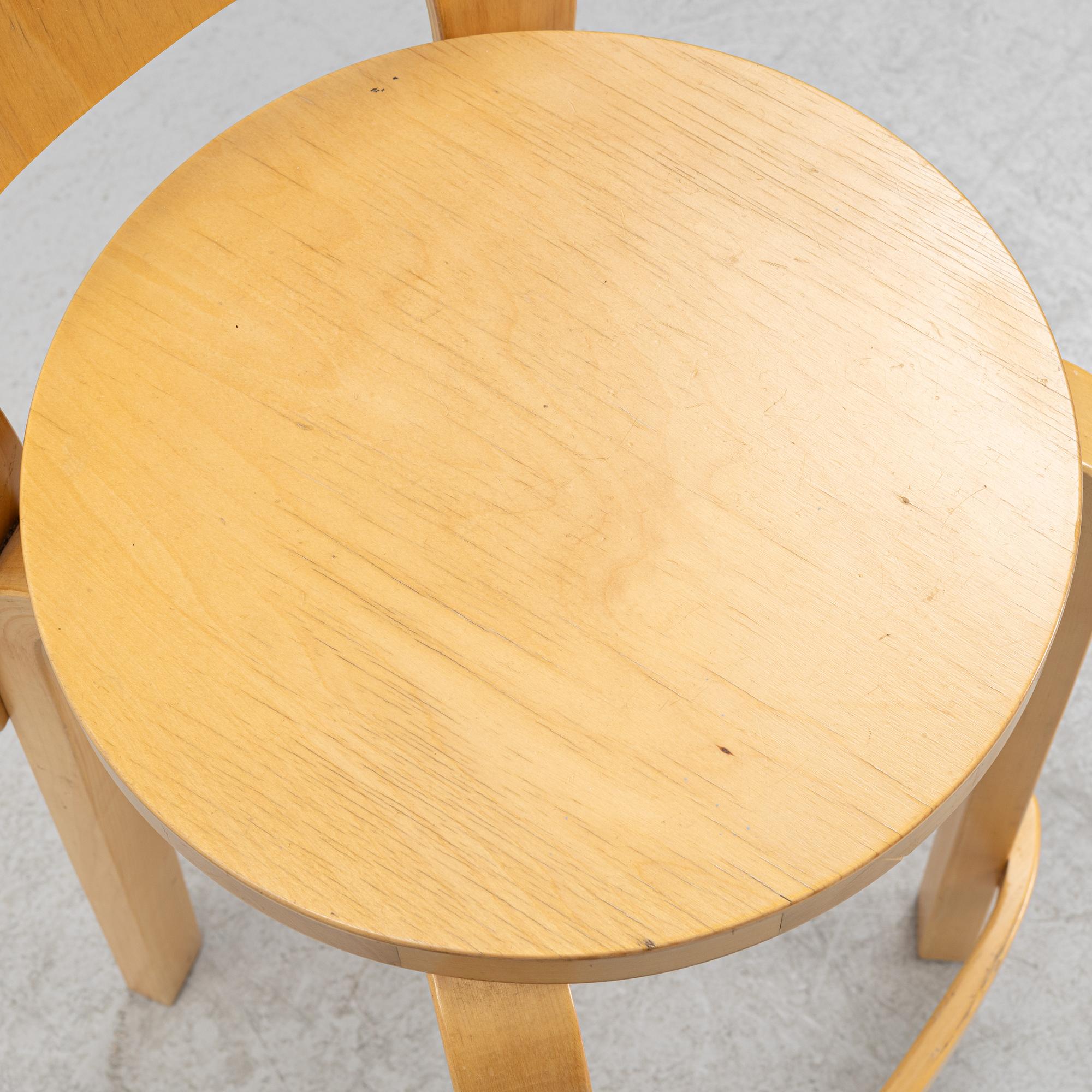 Alvar Aalto, a pair of model 'K65' birch bar chairs, Artek, Finland.