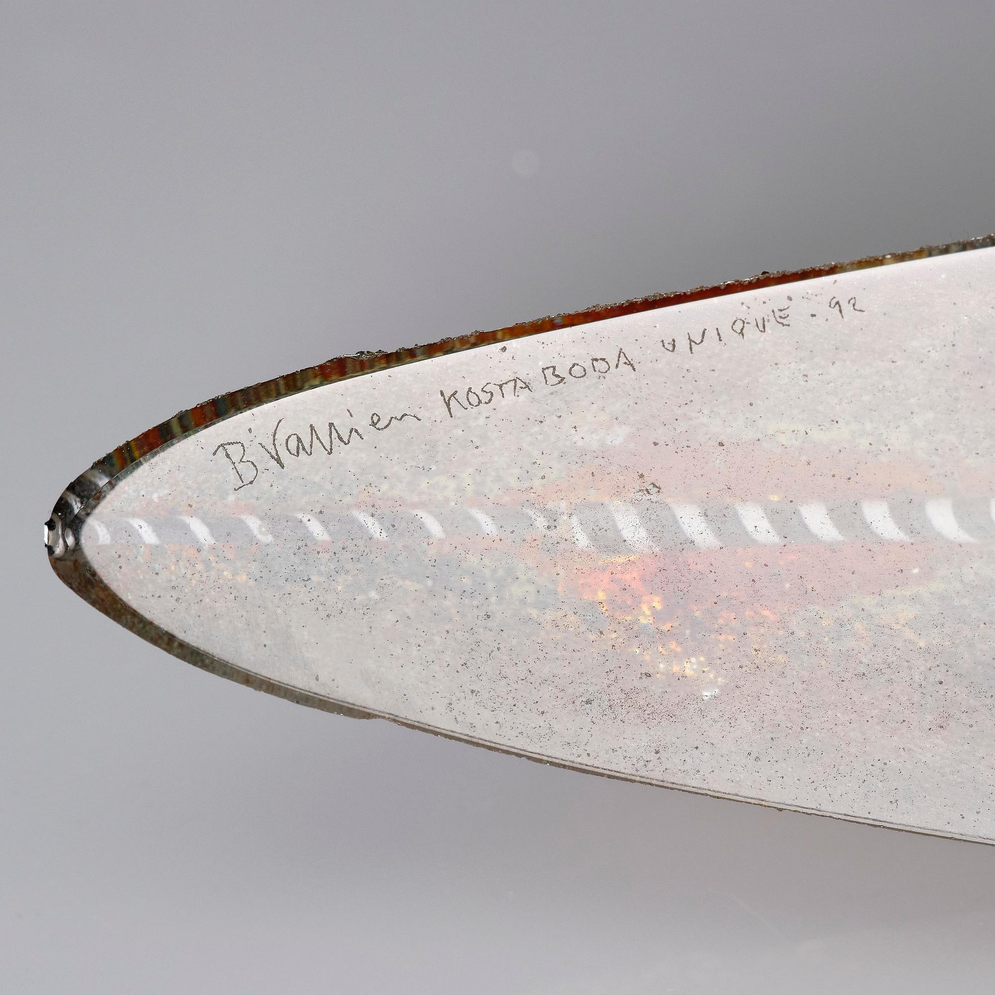 Bertil Vallien, skulptur, båt, sandgjutet glas, Kosta Boda 1992.