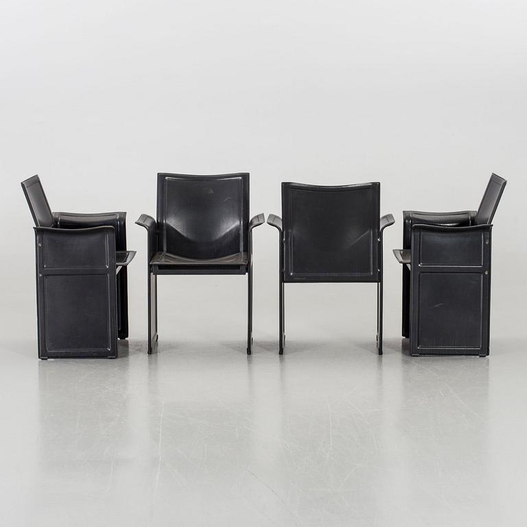 FOUR CHAIRS "KORIUM" TITO AGNOLI FOR MATTEO GRASSI.