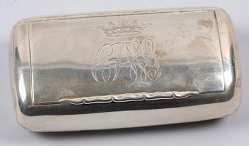 DOSA SAMT ETUI, silver, bla Sverige sent 1800-tal.