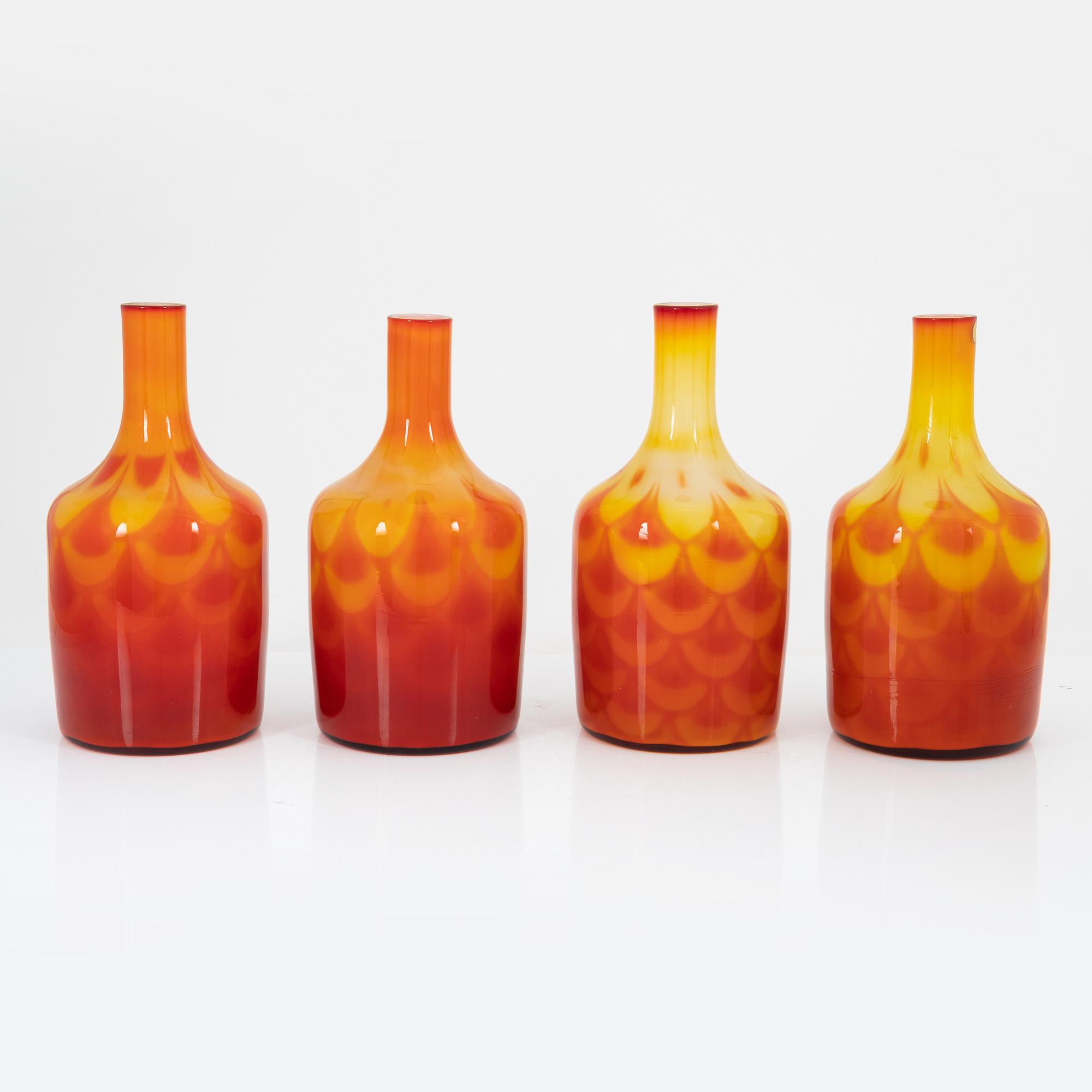 Vaser, 8 st, glas, Elme Glasbruk, 1960-tal.