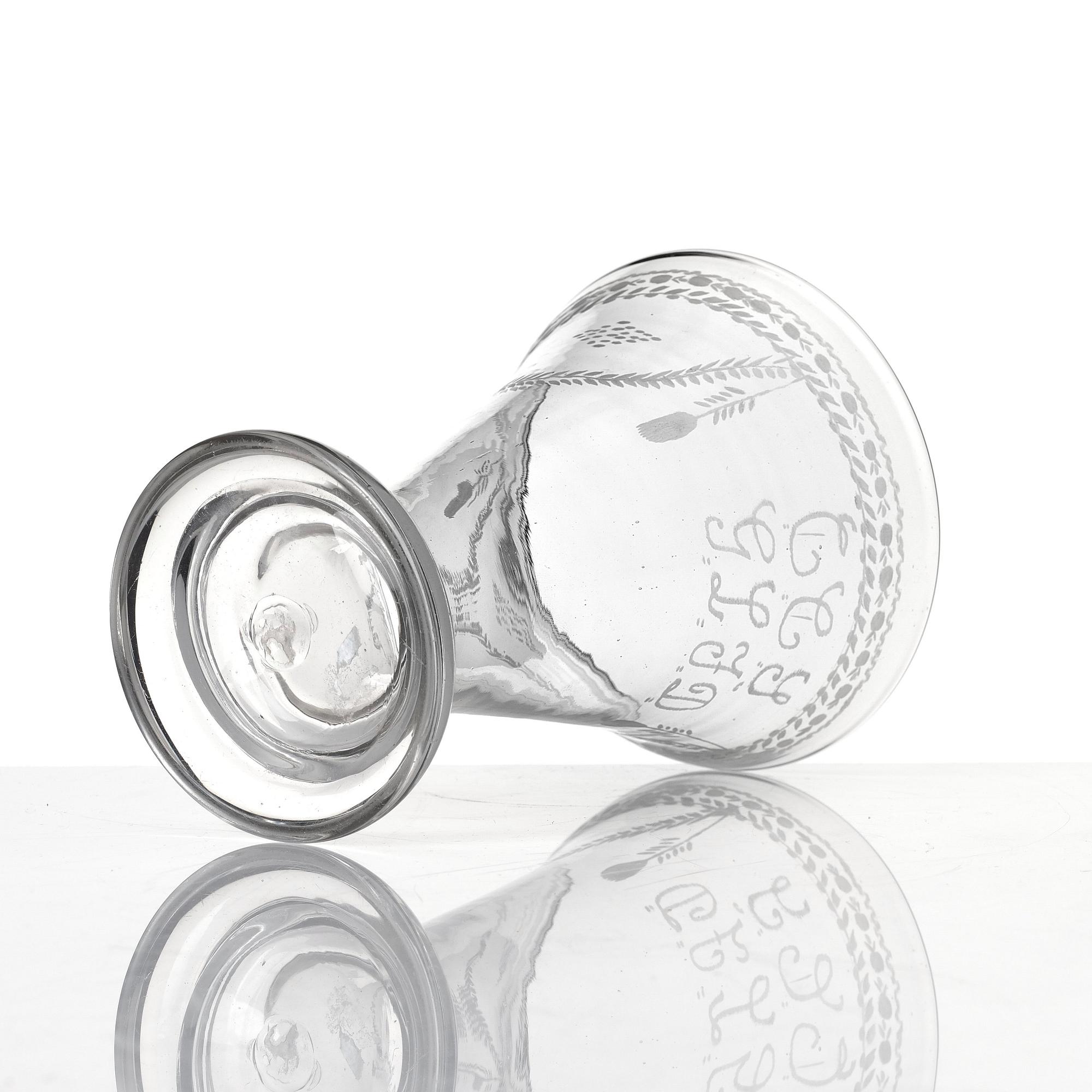 A late Gustavian glass beaker probably from Cedersberg glass manufactory, circa 1800.