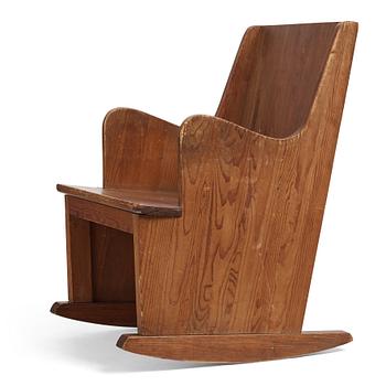 258. Axel Einar Hjorth, a stained pine "Lovö" rocking chair, Nordiska Kompaniet, 1930's.