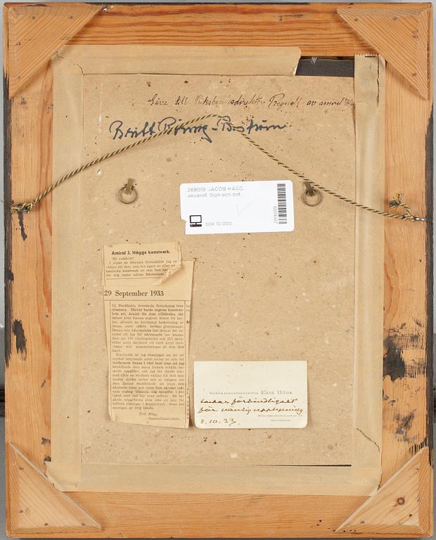 JACOB HÄGG, akvarell, sign och dat 1893.