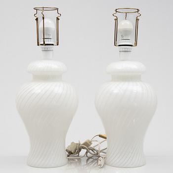 A pair of table lamps, probably Murano, Italy, late 20th Century.