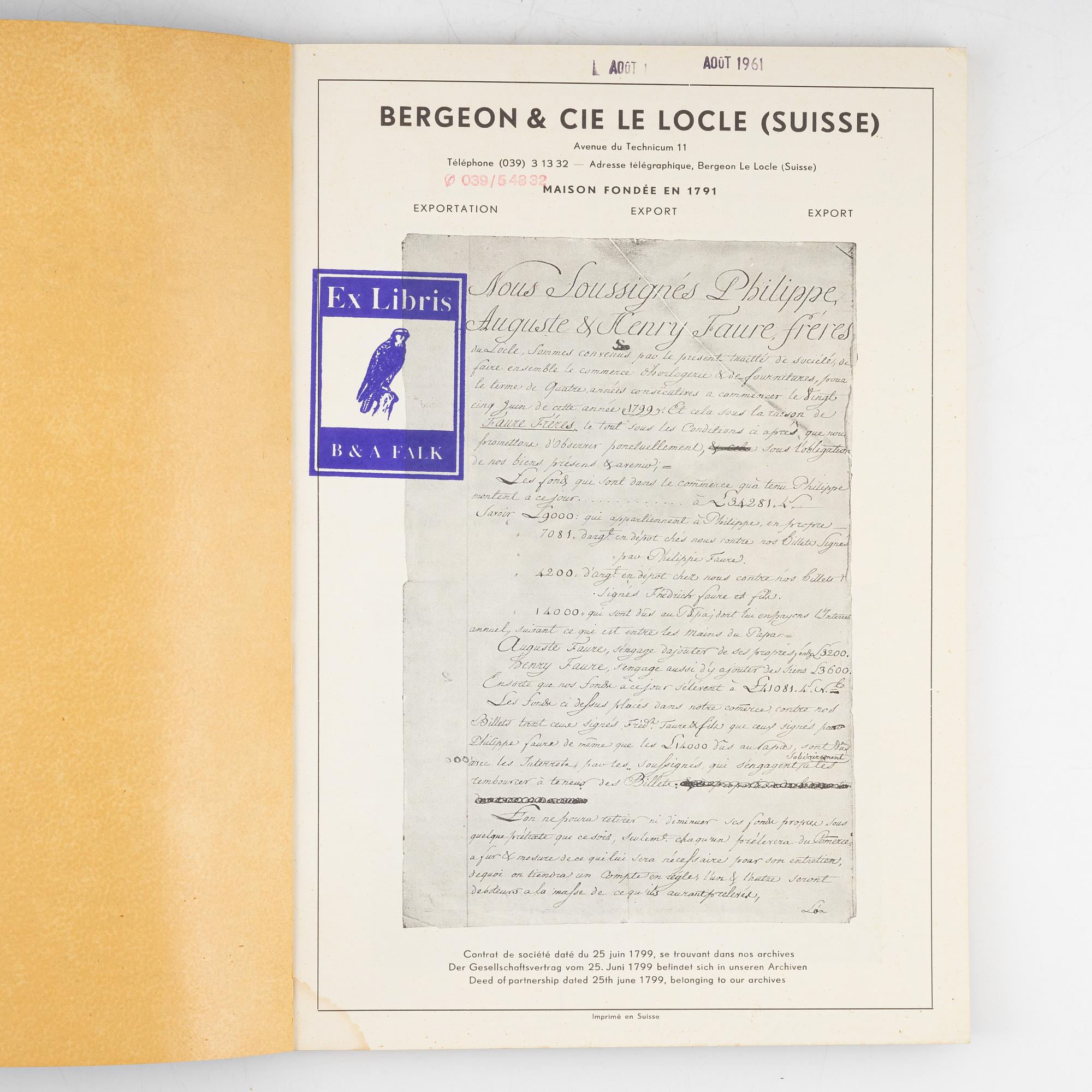 Catalogues of tools and supplies from Bergeon & Cie – 15 vols.