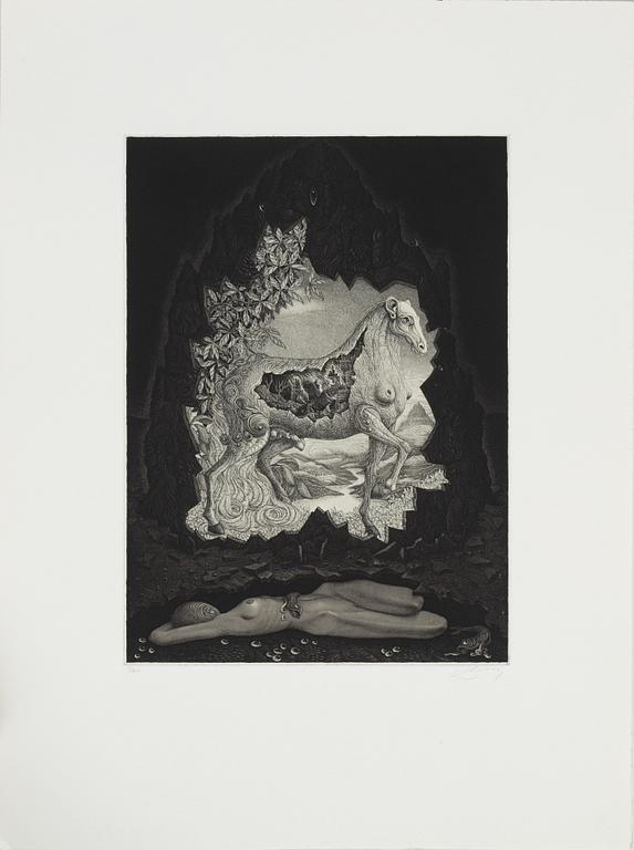 Jörgen Boberg, portfolio with 5 etchings, signed.