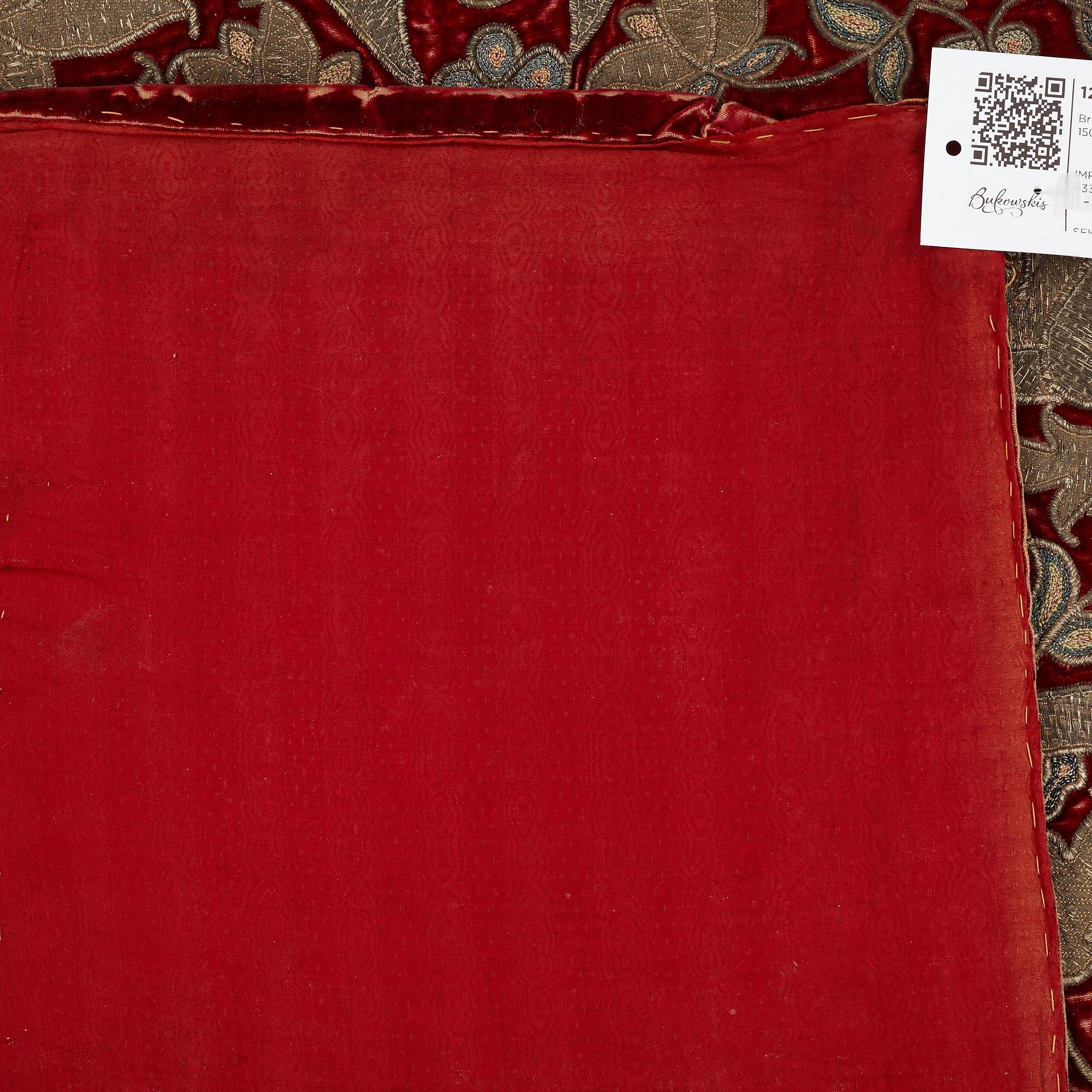 Broderi, antik persisk sammet, ca 150 x 103,5 cm, 1700 - 1800-tal.