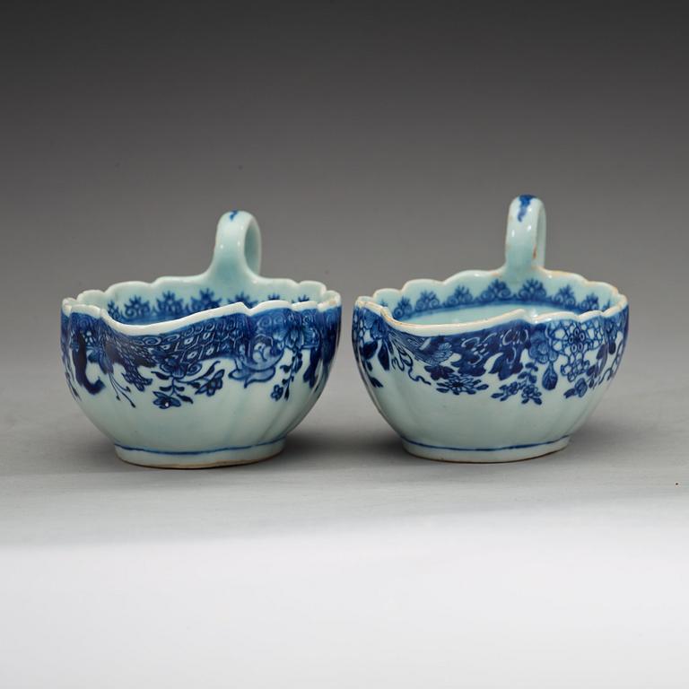 Two blue and white sauce boats, Qing dynasty, Qianlong (1736-95).