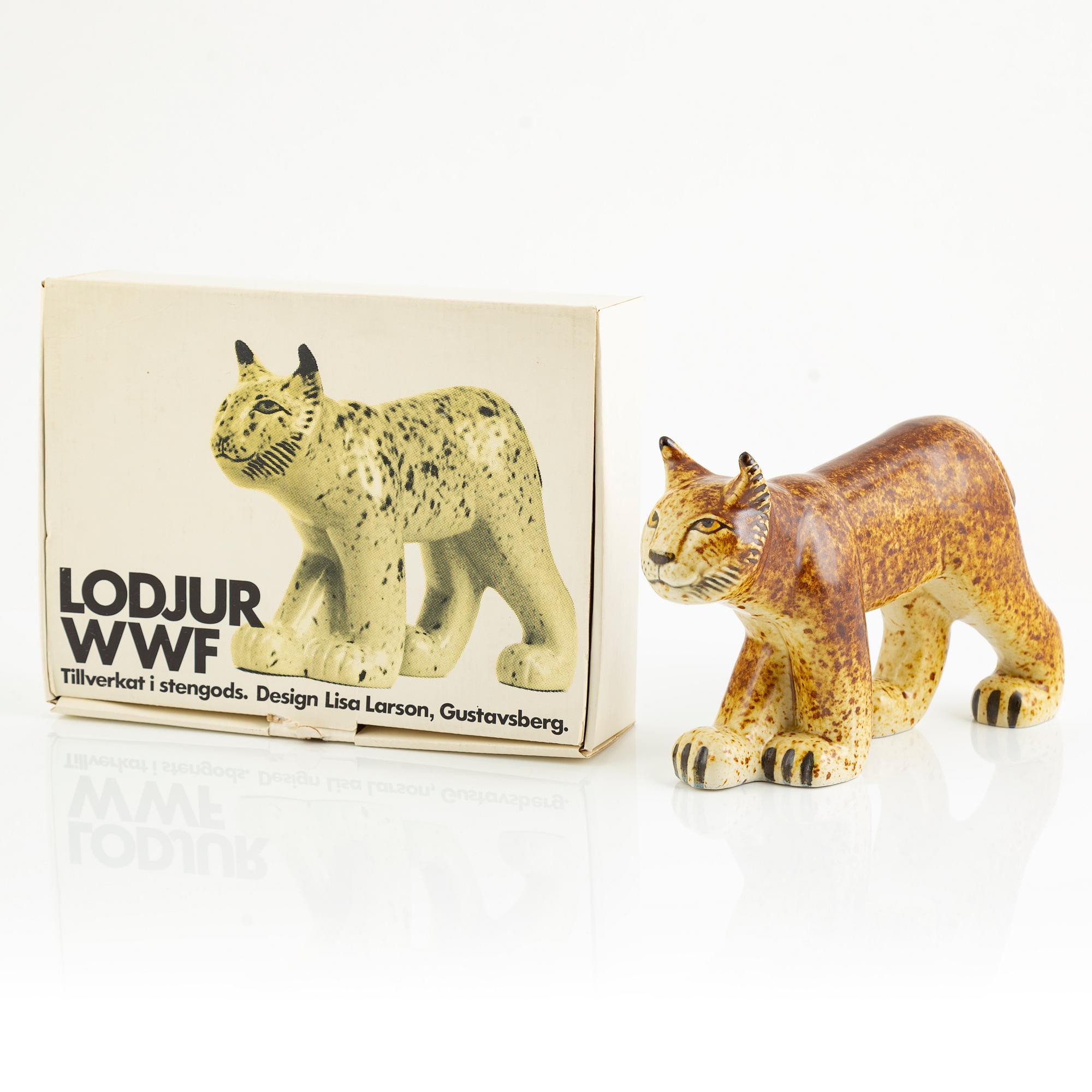 Lisa Larson, a figurine of a lynx, for Nordiska Kompaniet in collaboration with WWF, Gustavsberg.