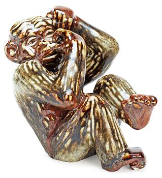 391. A Gunnar Nylund stoneware figure of an ape, Rörstrand.