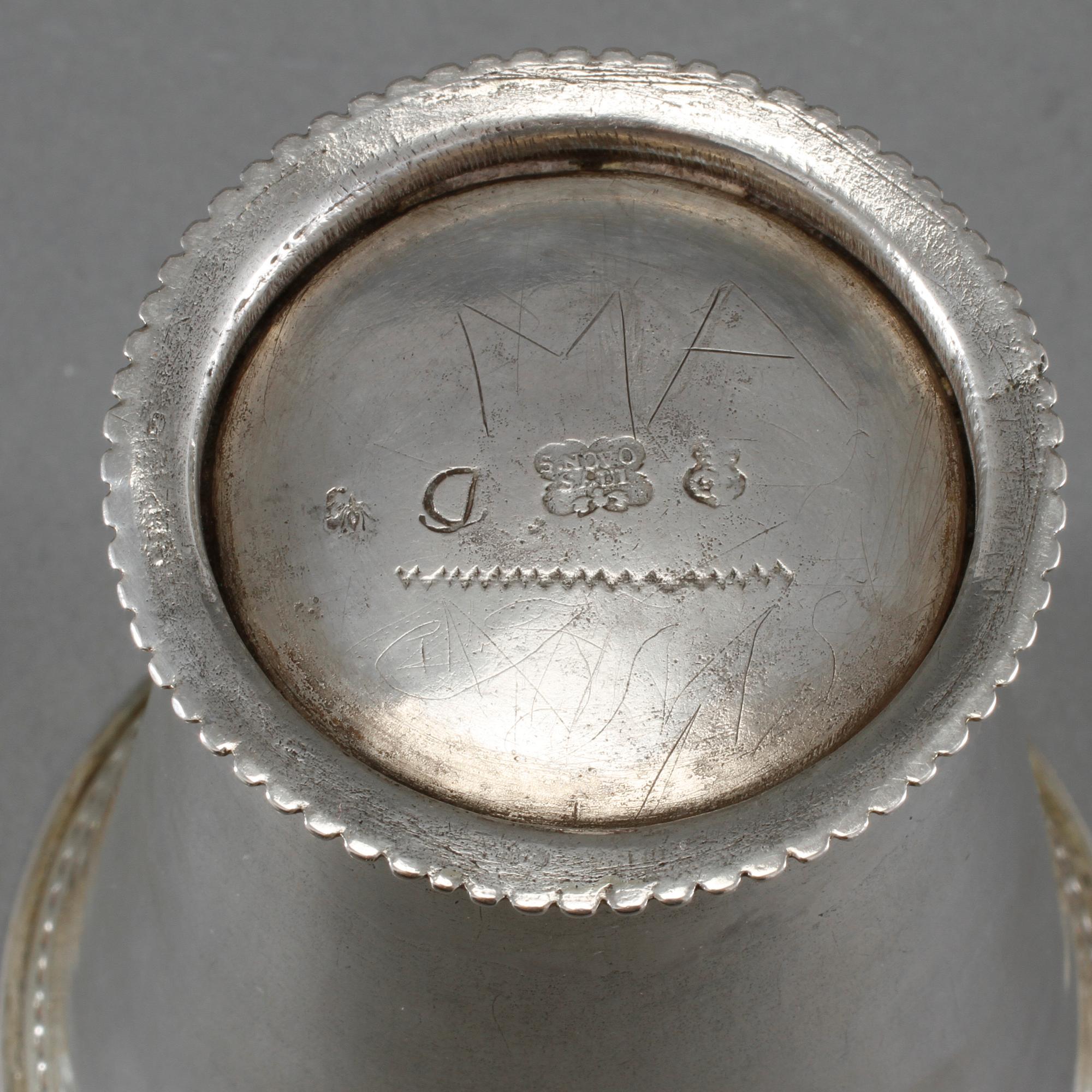 BÄGARE, silver, Sigismund Novosadi d y, Karlskrona, 1728. Totalvikt 126 gram.