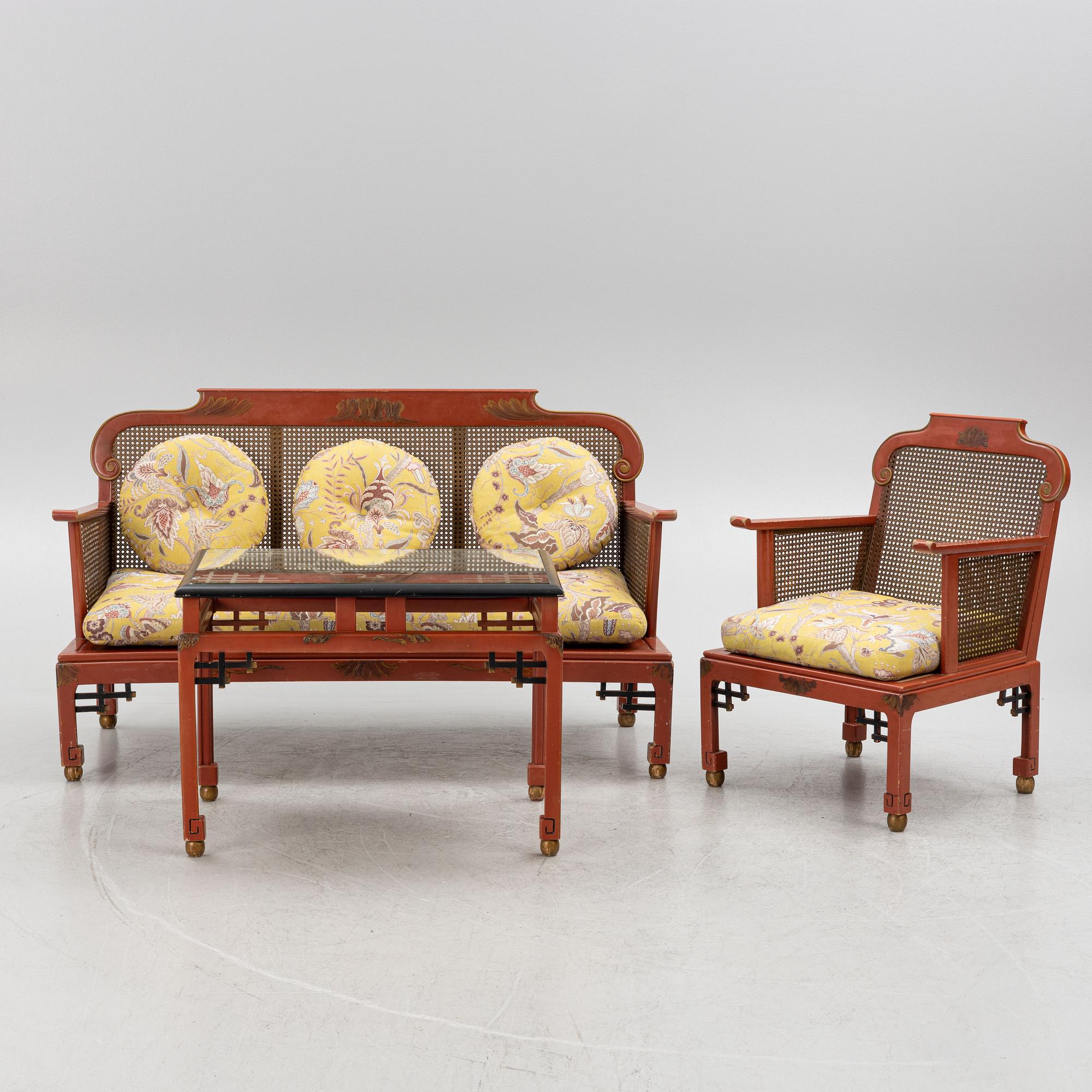 Elias Barup, sofa, armchair, and coffee table, Herbert Andersson's furniture workshops (Gärsnäs), 1930s.