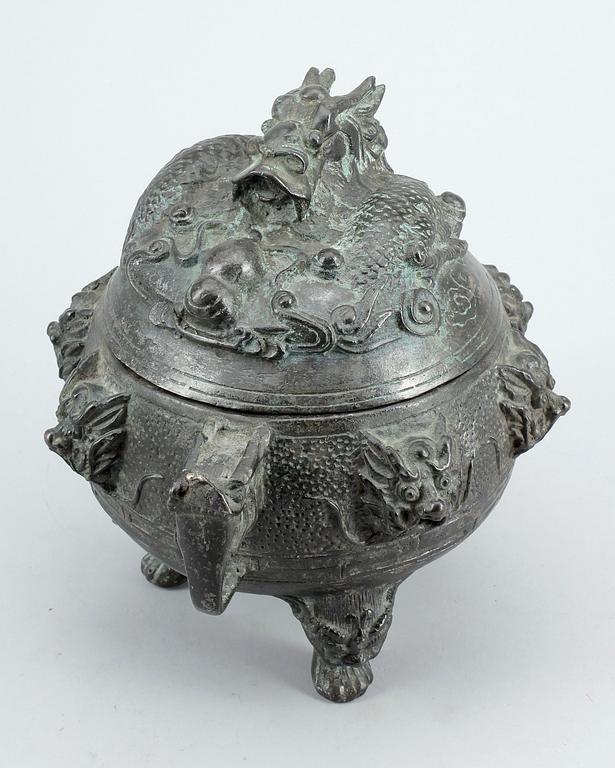 RÖKELSEKAR, brons, sen Qing (1800/1900-tal).