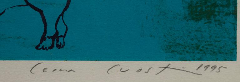 LEENA LUOSTARINEN, värilitografia, nro. 2/40, sign. ja päiv. 1995.