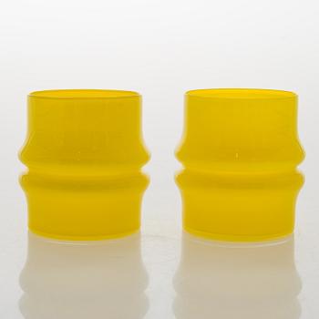 TIMO SARPANEVA, Set of eight 1960's 'Flame stripe' drinking glasses from Heal's series for Iittala.