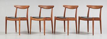 HANS J WEGNER, matbord, "AT 312", Andreas Tuck samt stolar, 4 st, C M Madsens Fabriker, Danmark 1950-60-tal.