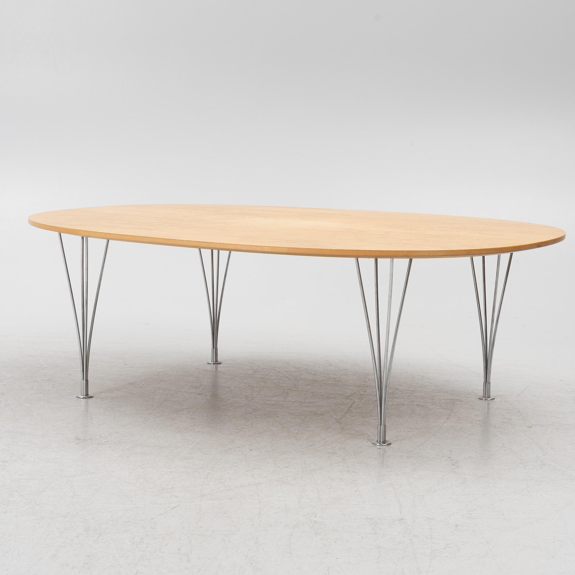 Bruno Mathsson & Piet Hein, coffee table, "Superellipse", Fritz Hansen, Denmark.